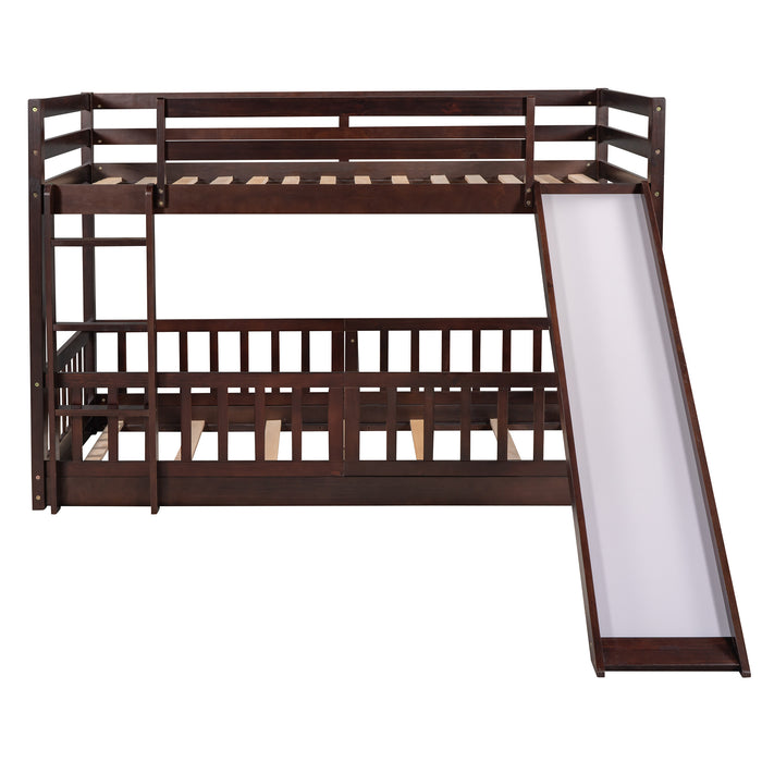 Twin Over Twin Bunk Bed with Slide and Ladder