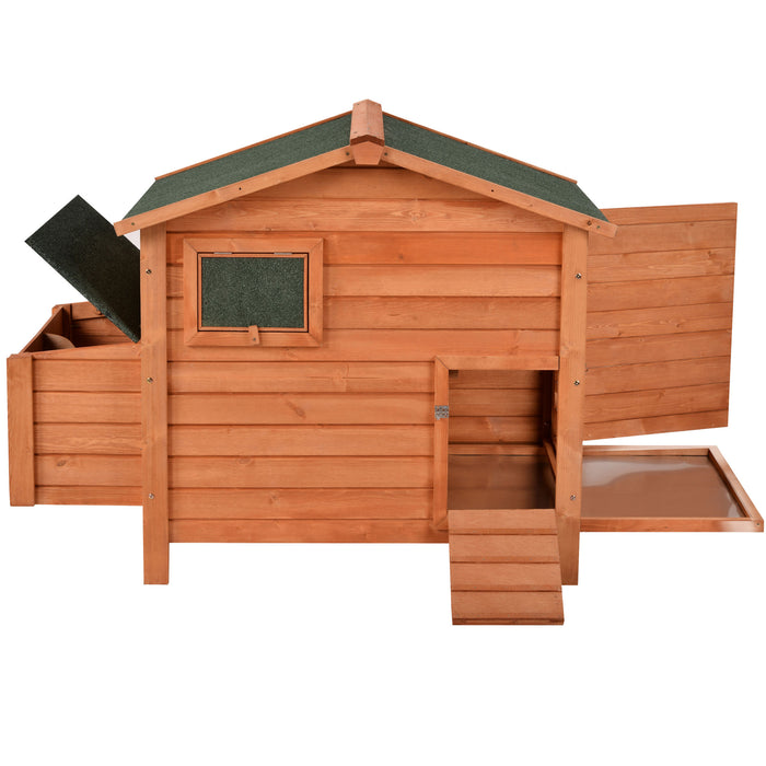 Wood Chicken Coop for 2-3 Chickens, Small Animal Cage Bunny Hutch with Removable Tray and Ramp (Natural,53inch)