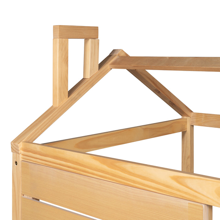 Twin Size House Bed Wood Bed with Two Drawers