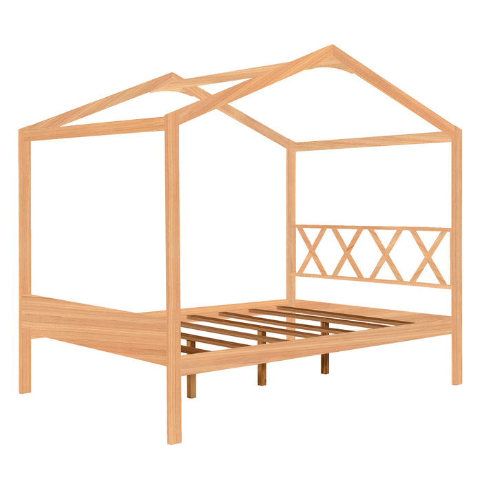 MyRoomz Full Size Wood House Bed with Storage Space