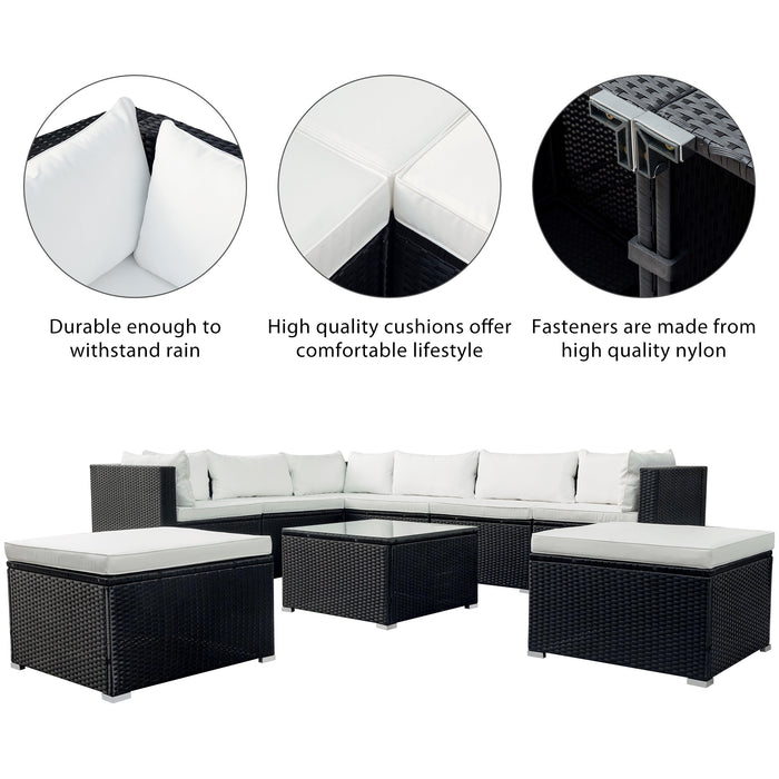 9-piece Outdoor Patio PE Wicker Rattan conversation Sectional Sofa sets