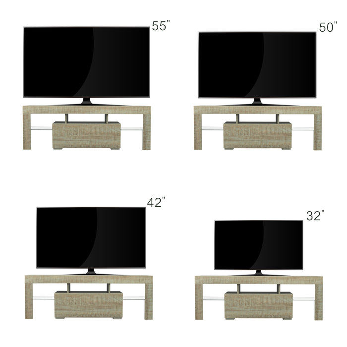 TV Stand with LED RGB Lights,Flat Screen TV Cabinet, Gaming Consoles - in Lounge Room, Living Room and Bedroom, GREY OAK