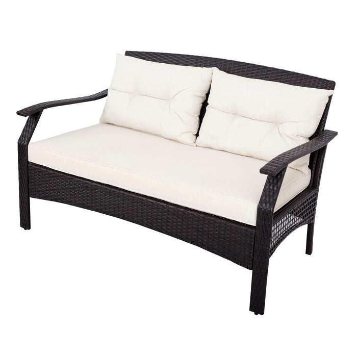 4 Piece Rattan Sofa Seating Group with Cushions, Outdoor Ratten sofa