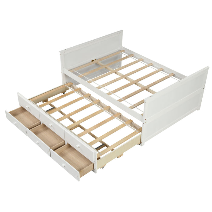 Full Captain Bed With Twin Size Trundle And 3 Drawers Made By Solid Wood