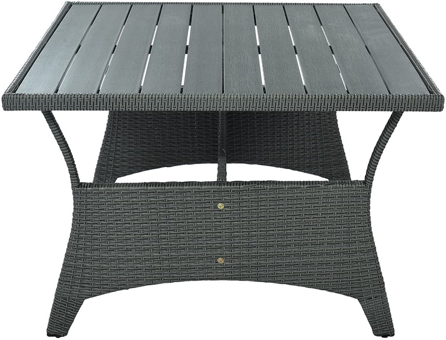 6-Piece Outdoor Wicker Sofa Set, Patio Rattan Dinning Set, Sectional Sofa with Thick Cushions and Pillows, Plywood Table Top, For Garden, Yard, Deck