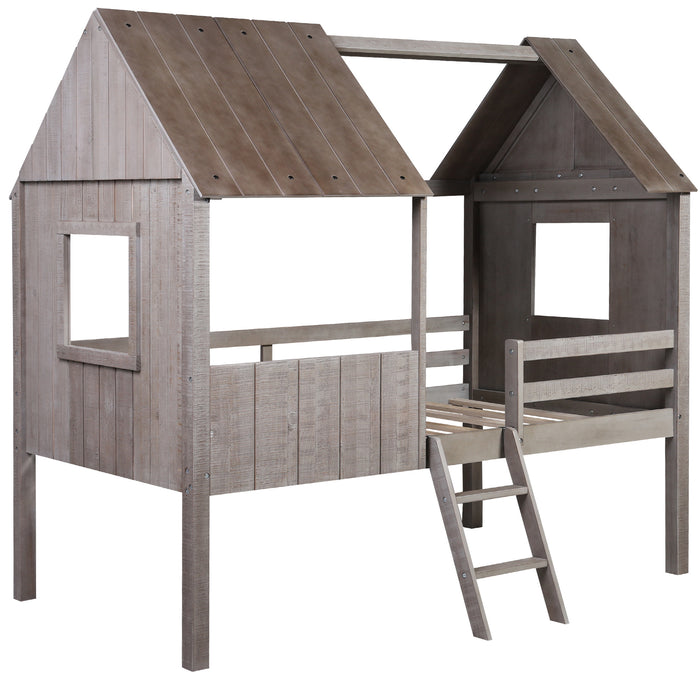 MyRoom Twin Size Low Loft Wood House Bed