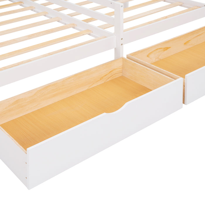 New Space Twin Twin House Bed with 2 Drawers White