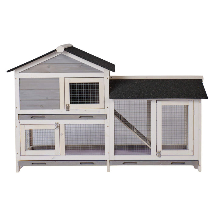 58" Waterproof Wooden Animal Hutch, Indoor Outdoor Chicken Coop Rabbit Hutch Kit w/Roof