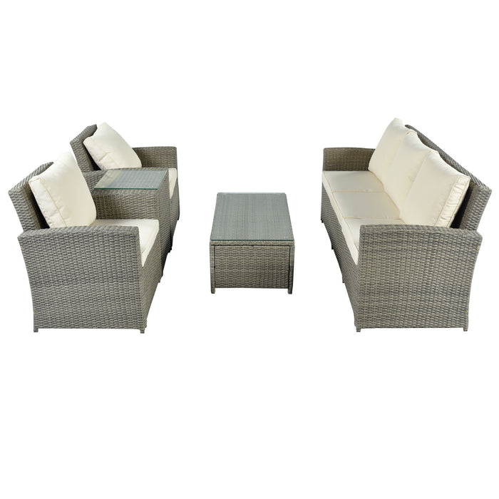 5-Piece Classic Rattan Sectional Seating Group Set