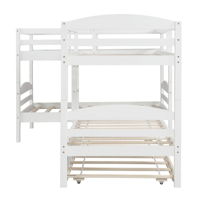 Simple Durable Twin L-Shaped Bunk With Trundle