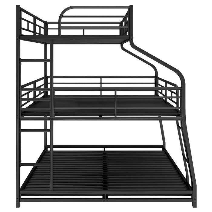 Simple Durable Bunk Bed with Long and Short Ladder and Guardrails
