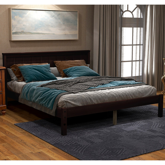 Grenco Full Size Platform Bed Frame with Headboard Wood Slat Support