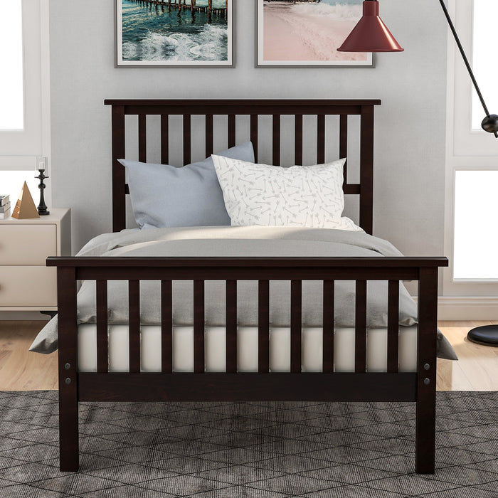 Wood Platform Bed with Headboard and Footboard