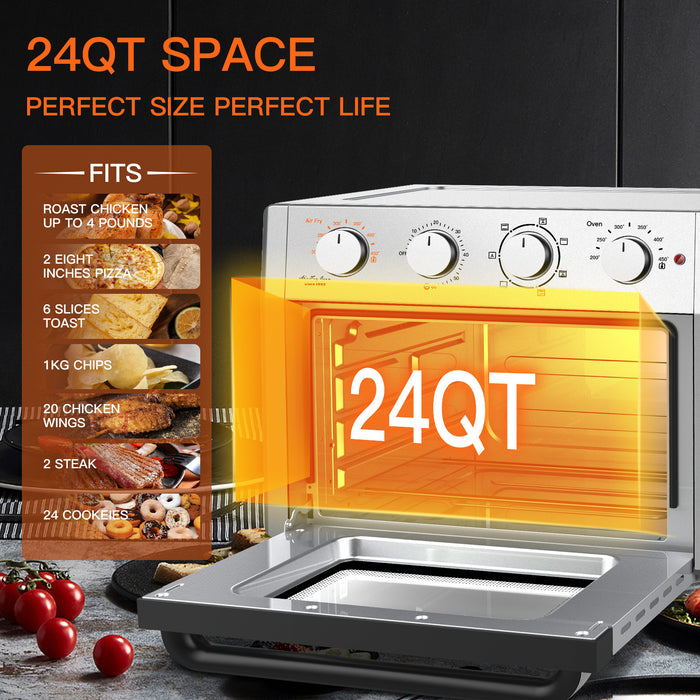 Air Fryer Toaster Oven 24 Quart - 7-In-1,with Air Fry, Roast, Toast, Broil & Bake Function