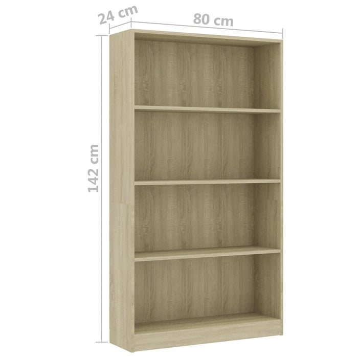 4-Tier Book Cabinet Sonoma Oak 31.5"x9.4"x55.9" Chipboard
