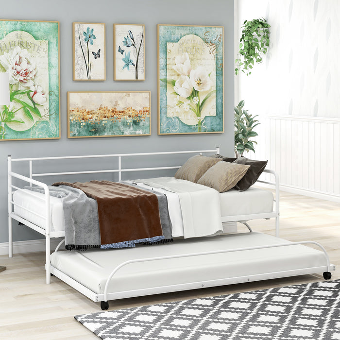 Metal Daybed with Trundle,Twin Size
