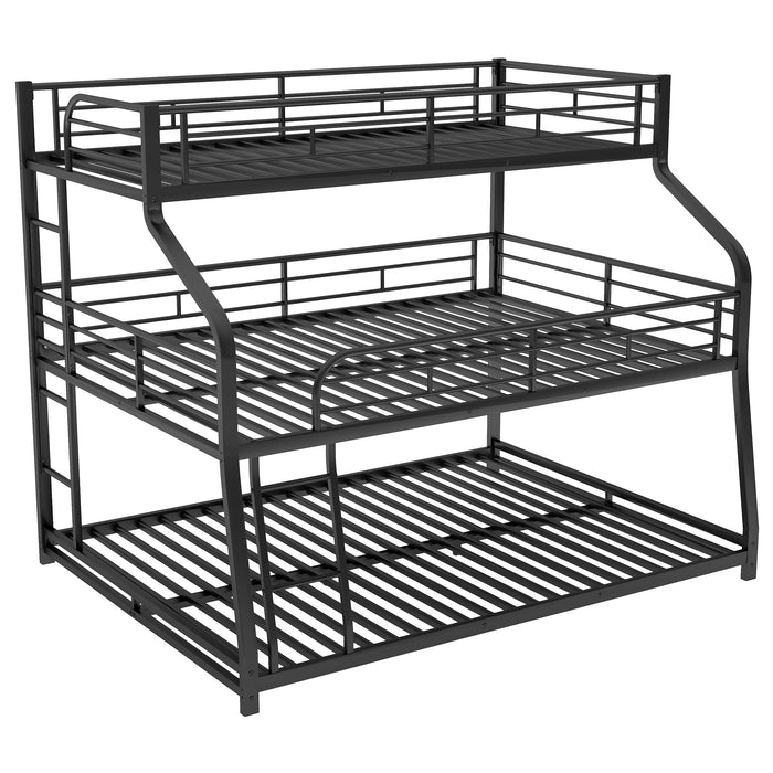 Simple Durable Bunk Bed with Long and Short Ladder and Guardrails