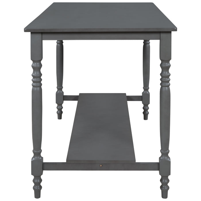 6-Pieces Counter Height Dining Table Set Table with Shelf 4 Chairs and Bench for Dining Room