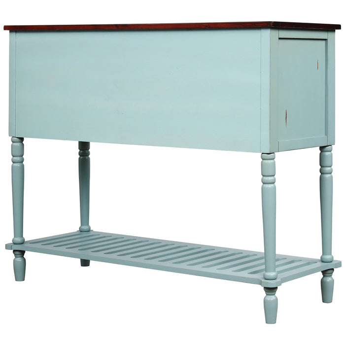Farmhouse Wood Sideboard Console Table with Bottom Shelf