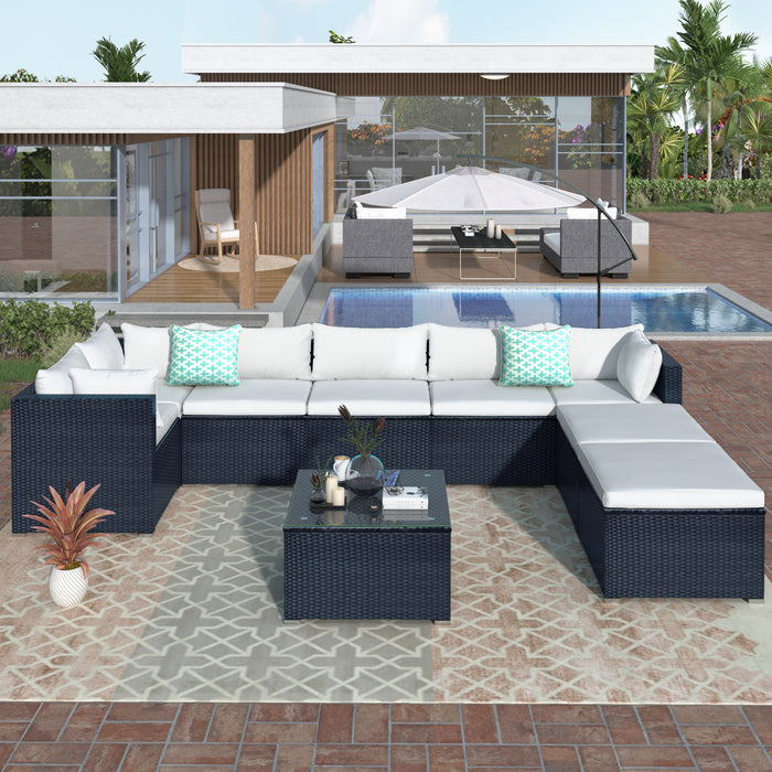 9-piece Outdoor Patio PE Wicker Rattan conversation Sectional Sofa sets