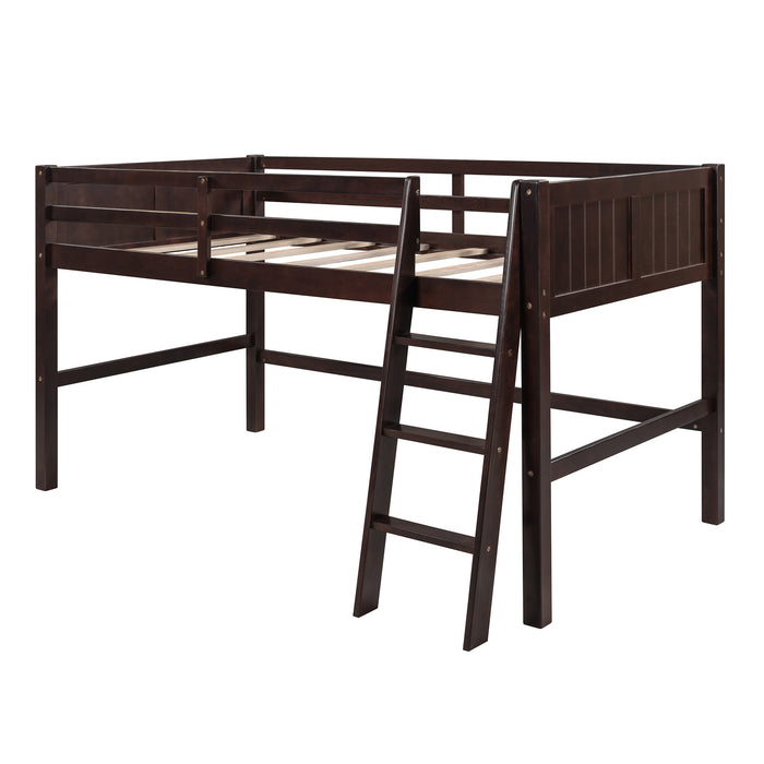 Twin Wood Loft Bed Low Loft Beds with Ladder