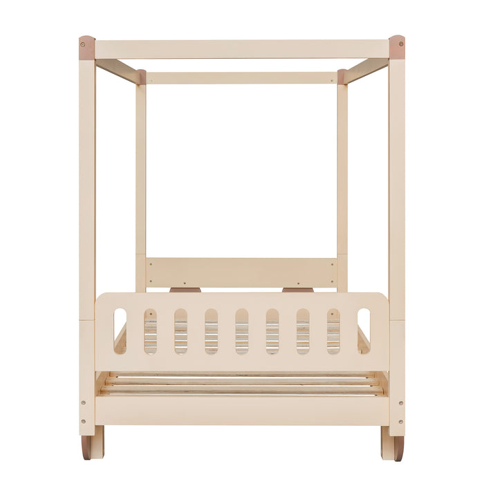 New Space Natural Twin Size Canopy Car-Shaped Platform Bed