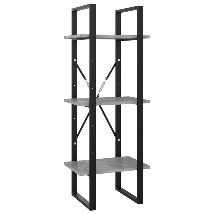 3-Tier Book Cabinet Concrete Gray 15.7"x11.8"x41.3" Chipboard