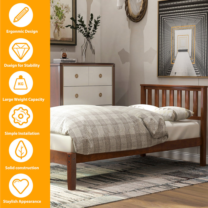 Wood Platform Bed with Headboard/Wood Slat Support,Twin