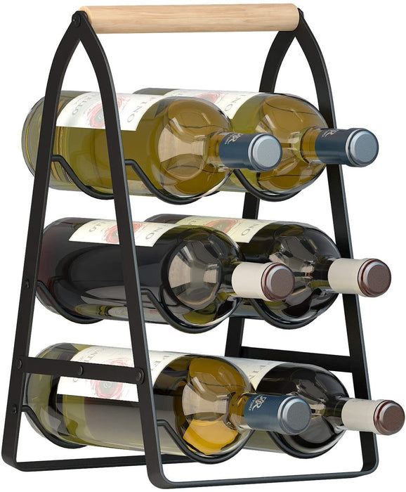 Mecor Countertop Wine Rack, Tabletop Wood Wine Holder for 6 Bottle