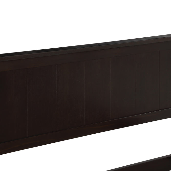 Wood Platform Bed with Headboard, Wood Slat, Twin