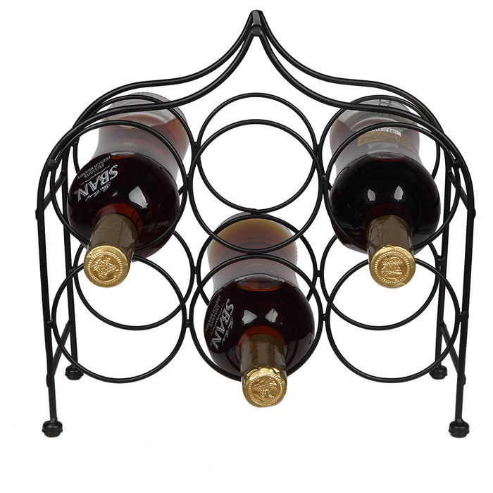 Black 6 Bottle Metal Wine Rack
