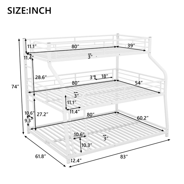 Simple Durable Bunk Bed with Long and Short Ladder and Guardrails