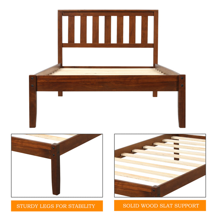 Wood Platform Bed with Headboard/Wood Slat Support,Twin