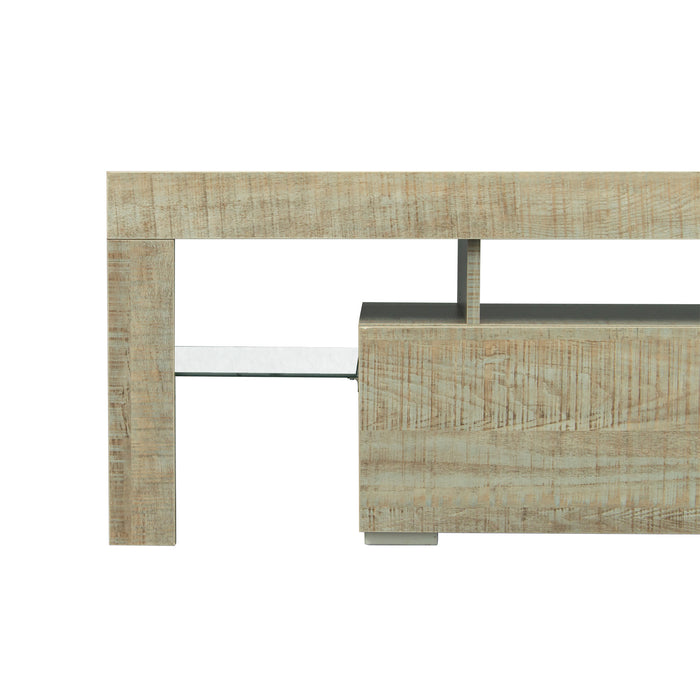 TV Stand with LED RGB Lights,Flat Screen TV Cabinet, Gaming Consoles - in Lounge Room, Living Room and Bedroom, GREY OAK