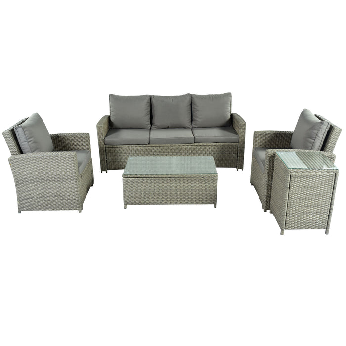 5-Piece Classic Rattan Sectional Seating Group Set