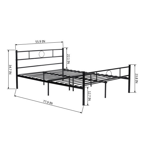 Metal Double Twin Bed/Metal Platform Bed Frame/Foundation with HeadBoard &amp; Footboard, W/O Mattress