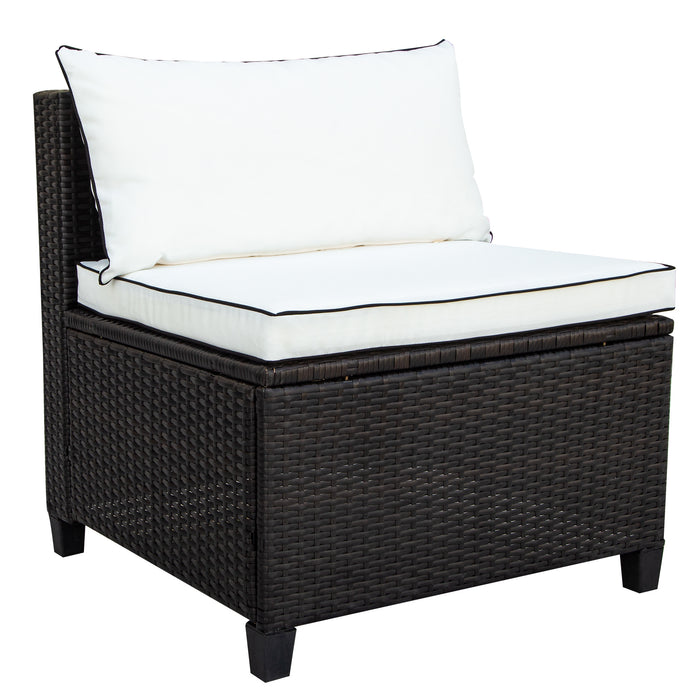 Quality Rattan Wicker Patio Set, U-Shape Sectional Outdoor Furniture Set with Cushions and Accent Pillows