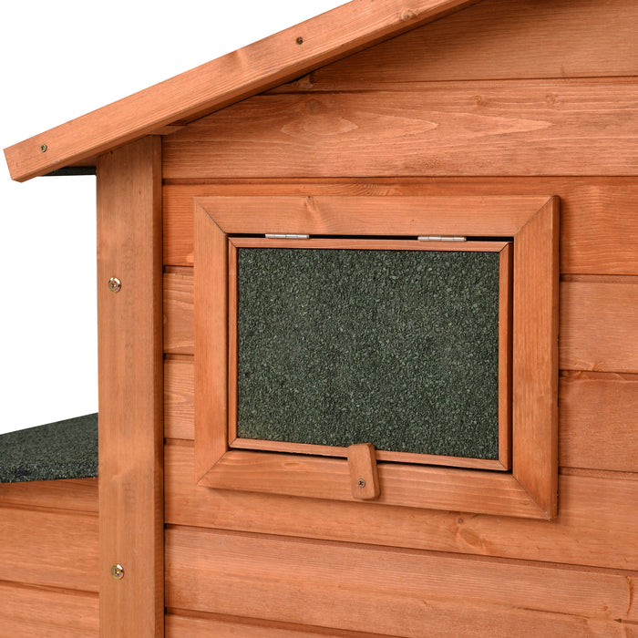 Wood Chicken Coop for 2-3 Chickens, Small Animal Cage Bunny Hutch with Removable Tray and Ramp (Natural,53inch)