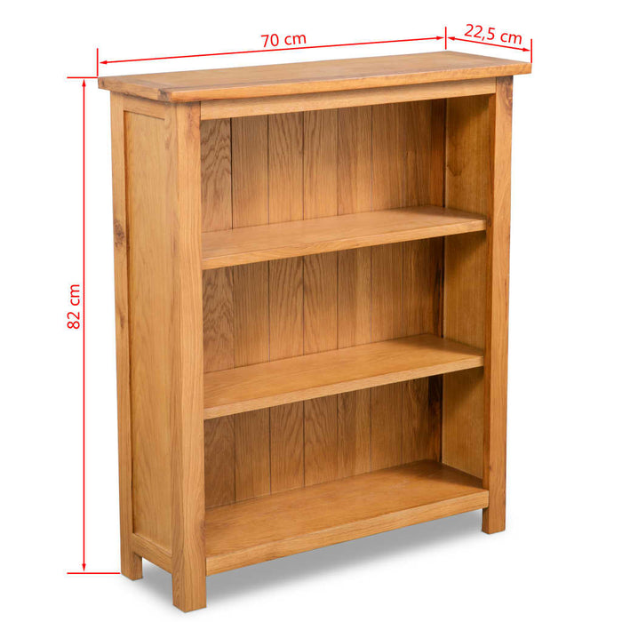 3-Tier Bookcase 27.6"x8.9"x32.3" Solid Oak Wood