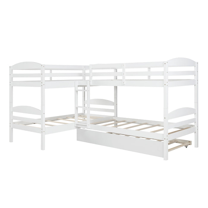 Simple Durable Twin L-Shaped Bunk With Trundle