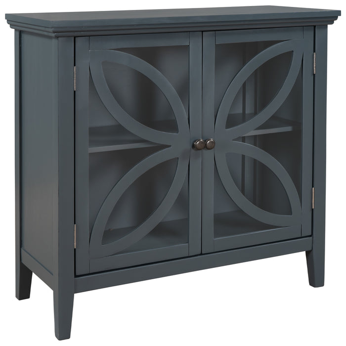 Accent Storage Cabinet Wooden Cabinet with Decorative transparent Door, Modern Sideboard for Entryway, Living Room, Bedroom