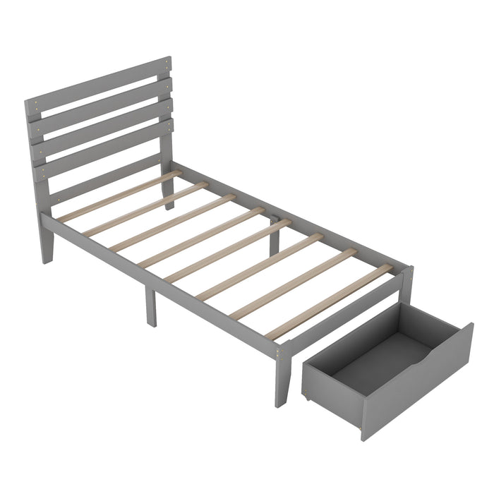 Twin Size Platform Bed with Drawer