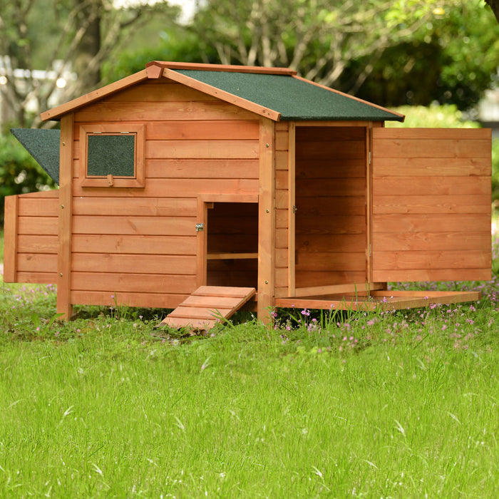 Wood Chicken Coop for 2-3 Chickens, Small Animal Cage Bunny Hutch with Removable Tray and Ramp (Natural,53inch)