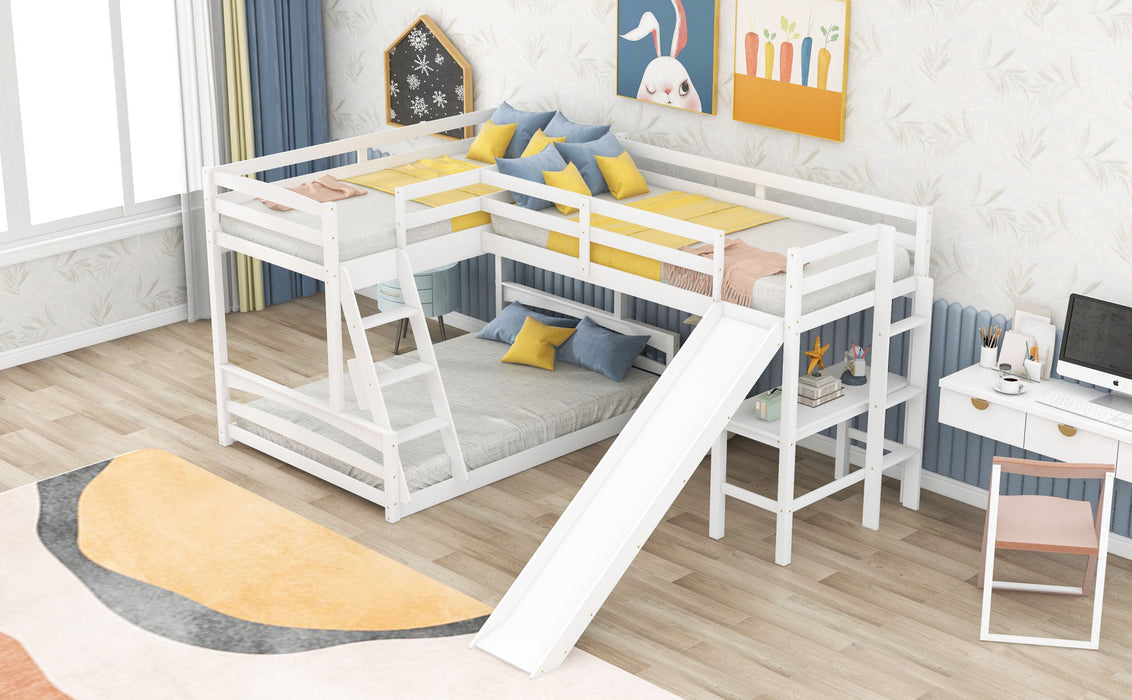 MyRoom Twin over Full Bunk Bed with Twin Size Loft Bed Slide