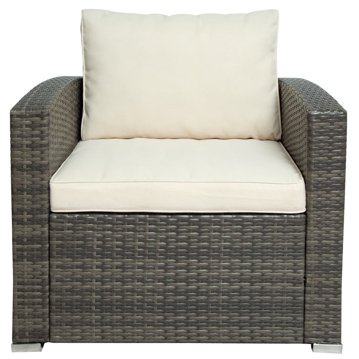 Patio Furniture Sets, 7-Piece Patio Wicker Sofa , Cushions, Chairs , a Loveseat , a Table and a Storage Box