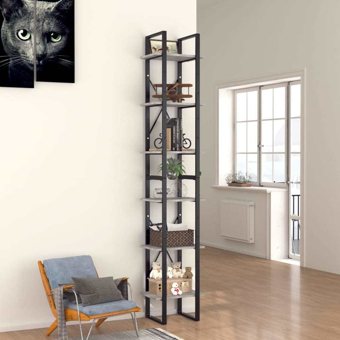 6-Tier Book Cabinet Concrete Gray 15.7"x11.8"x82.7" Chipboard