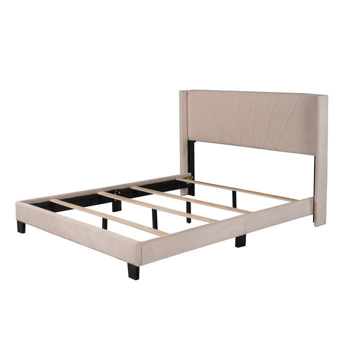New Space Queen Size Velvet Upholstered Platform Bed