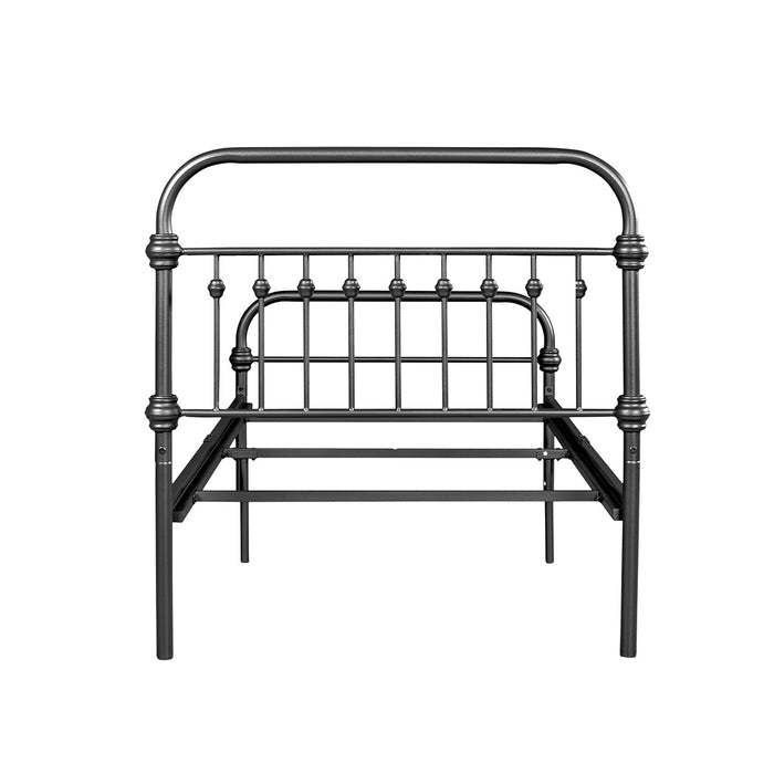 Bed Frame Twin Size Metal Platform Bed , Box Spring Replacement with Headboard Black
