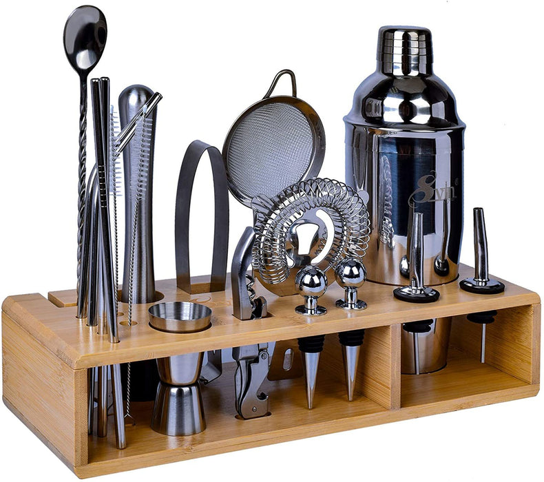 Svin Bartender Kit, 20 Piece Bar Tool Set with Bamboo Stand