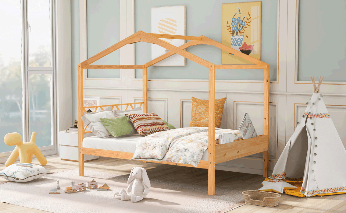 MyRoomz Full Size Wood House Bed with Storage Space